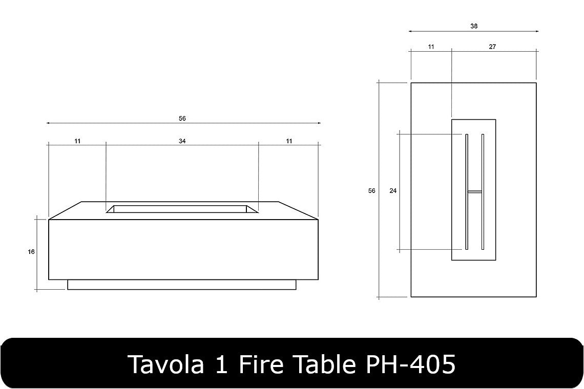 Tavola 1 Fire Table Dimensions