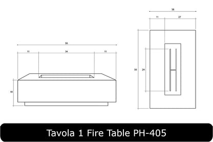 Tavola 1 Fire Table Dimensions