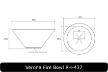 Load image into Gallery viewer, Verona Fire Bowl Dimensions
